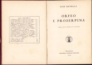 Orfeo e Proserpina di Sem Benelli 1929
