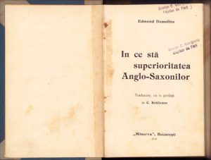 În ce stă superioritatea Anglo-Saxonilor de Edmond Demolins, 1914