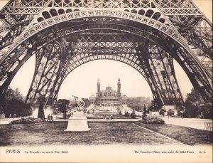 Litografie Le Trocadero vu sous la Tour Eiffel, cca începutul secolului al XX-lea