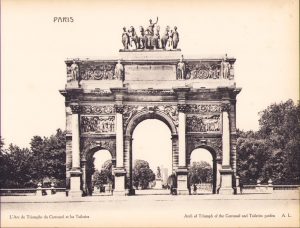 Litografie L'Arc de Triomphe du Carrousel et les Tuileries, cca începutul secolului al XX-lea