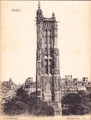 Litografie La Tour Saint-Jacques, cca începutul secolului al XX-lea