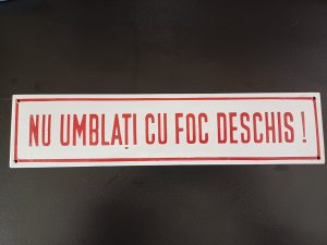 Tablă emailată protecția muncii Nu umblați cu foc deschis - perioada comunistă