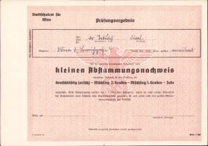 Kleinen Abstammungsnachweis Certificat de arian