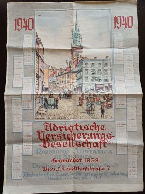 Calendar 1940 Adolf Hitlerplatz in Znaim Adriatischer Versicherungs Gesellschaft