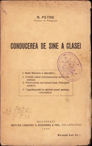 Conducerea de sine a clasei de R Petre 1924