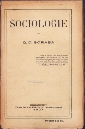 Sociologie de G D Scraba, 1921
