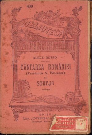 Alecu Russo Cântarea României (versiunea Nicolae Bălcescu) și Soveja, Biblioteca pentru toți