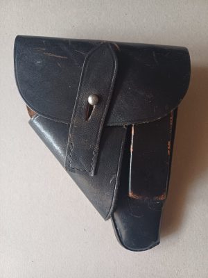 Toc german din piele neagră pentru pistol Walther