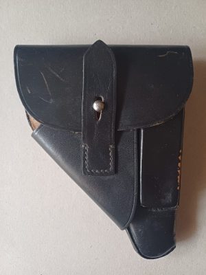 Toc german din piele neagră pentru pistol Walther