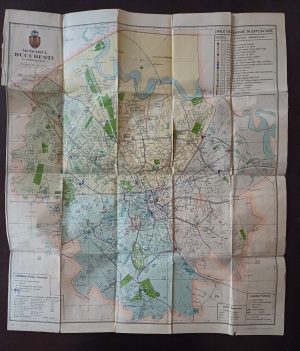 Harta liniilor de tramvaie în exploatare, București, perioada interbelică, Institutul Cartografic Unirea Brașov