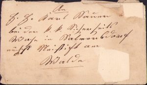 Scrisoare de secol al XIX-lea, Neustift am Walde, Austria, cu sigiliu personal în ceară roșie