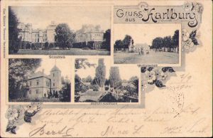 Gruss aus Karlburg postcard circulated Oroszvár Brassó Nagyszeben Marosvásárhely