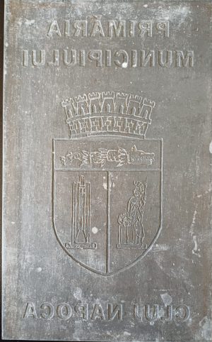 Matriță cu stema și inscripția Primăria Municipiului Cluj-Napoca