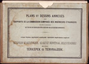 Plans et dessins annexés aux rapports de la commission composée des ingenieurs étrangers invités a examiner les travaux de régularisation exécutés sur les rivierés hongroises, 1879, mapă cu 13 schițe și planuri hidrografice