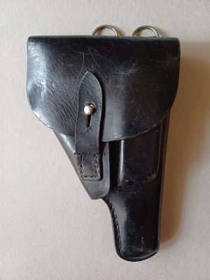 Toc german din piele neagră pentru pistol Walther