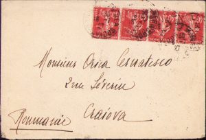 Grand Hotel Cabourg en-tête letter and paper, 1927, with 4 stamps of 40 centimes, circulated Calvados, France-Craiova, Romania