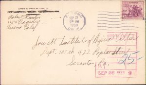 Envelope with 3 cents NRA National Recovery Act USA 1933 stamp circulated Fresno, California - Scranton, Pennsylvania