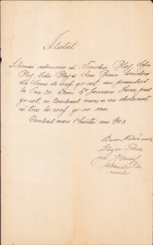 Atestat cum că o seamă de credincioși greco-catolici din satul Comloșu Mare au trecut la ortodoxie, 1903