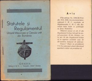 Statutele și Regulamentul Uniunii Misionare a Clerului unit din România, 1939, Editura UMC, Oradea