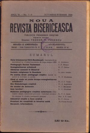 Noua Revistă Bisericească, 7-8/1924, Tipografia cărților bisericești, București