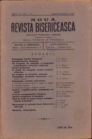 Noua Revistă Bisericească, 5-6/1924, Tipografia cărților bisericești, București