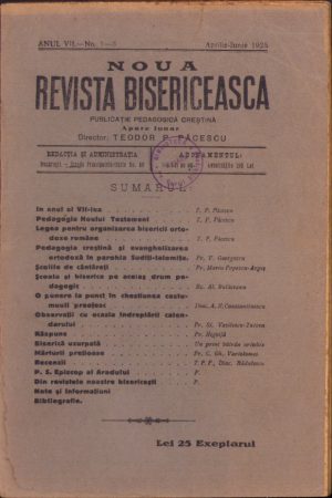 Noua Revistă Bisericească, 1-3/1925, Tipografia cărților bisericești, București