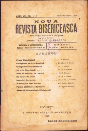 Noua Revistă Bisericească, 4-6/1925, Tipografia cărților bisericești, București