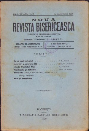 Noua Revistă Bisericească, 10-12/1926, Tipografia cărților bisericești, București