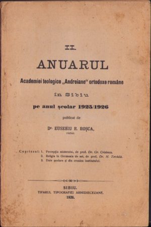 Anuarul Academiei Teologice Andreiane ortodoxe române în Sibiu pe anul școlar 1925-1926 publicat de dr Eusebiu R Roșca rector, Tiparul tipografiei arhidiecezane