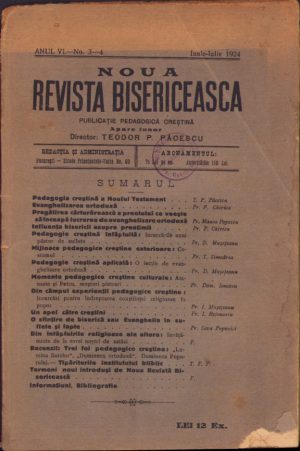 Noua Revistă Bisericească, 3-4/1924, Tipografia cărților bisericești, București
