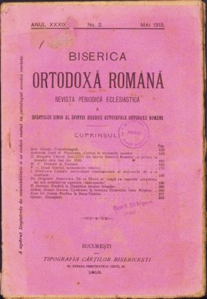 Biserica Ortodoxă Română, 2/1915, revista Sfântului Sinod