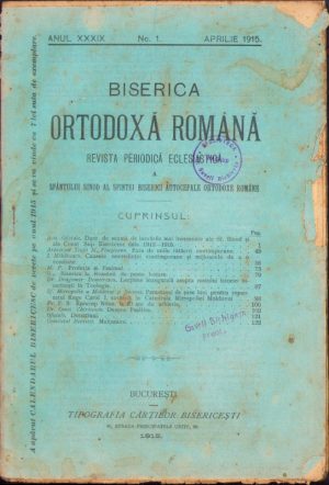 Biserica Ortodoxă Română, 1/1915, revista Sfântului Sinod