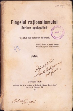 Flagelul raționalismului, scriere apologetică de preot Constantin Morariu, 1929, Cernăuți, Institutul de Arte Grafice și Editură Glasul Bucovinei