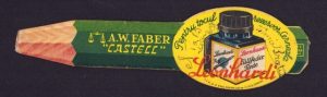 Semn de carte românesc cu reclamă Faber Castell, perioada interbelică