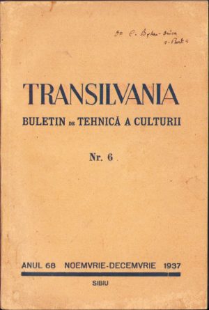 Transilvania, buletin de tehnică a culturii, 6/1937, Sibiu, exemplar care a aparținut Constanței Bogdan-Duică