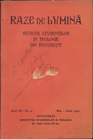 Raze de lumină, revista studenților în teologie din București, 3/1931, Societatea Studenților în Teologie, București