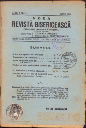 Noua Revistă Bisericească, 6/1926, Tipografia cărților bisericești, București