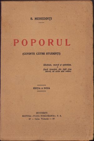 Poporul (cuvinte către studenți) de Simion Mehedinți, 1921, București