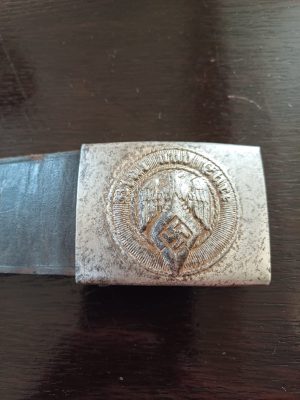Centură cu pafta Hitlerjugend, marcaj RZM KH24, fabricant Friedrich Linden, Lüdenscheid - Hitlerjugend leather belt with belt buckle, RZM KH24 marking, Friedrich Linden, Lüdenscheid