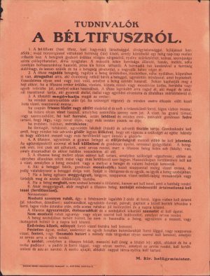 Tudnivalók a béltifuszról, M kir belügyminiszter, Schmidl Sándor könyvnyomdája, Budapest