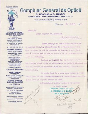 Factură Comptuar General de Optică București, 1930