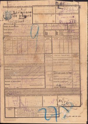 Scrisoare de trăsură, Pitești-Chișinău, 1943