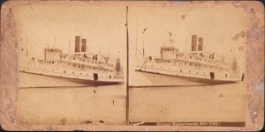 Paddle steamer Massachusetts, stereoscopic photo