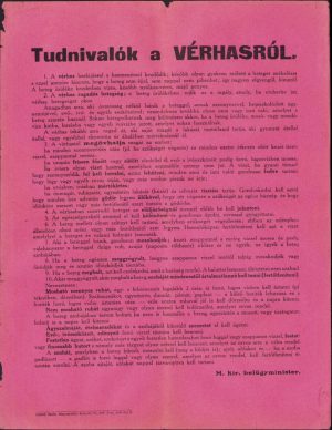 Tudnivalók a vérhasról, M kir belügyminiszter, Schmidl Sándor könyvnyomdája, Budapest