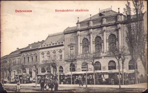 Debreczen Kereskedelmi akadémia, carte poștală, circulată Gherla