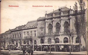 Debreczen Kereskedelmi akadémia, carte poștală, circulată Gherla