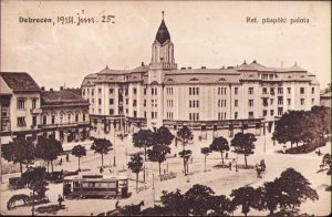 Debrecen Ref püspöki palota, carte poștală, circulată