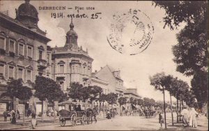 Debrecen Piac utca, carte poștală, circulată Gherla
