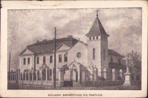 Szolnok Szegényházi kis templom, carte poștală, circulată Gherla