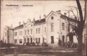 Püspökladány Vasútállomás, carte poștală, circulată Gherla